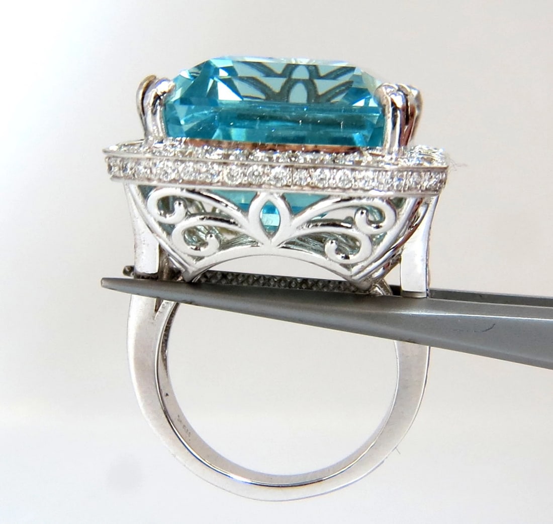 GIA Certified 42.01ct Natural "Blue" Aquamarine diamonds ring Vivid 18kt Freedom - 5