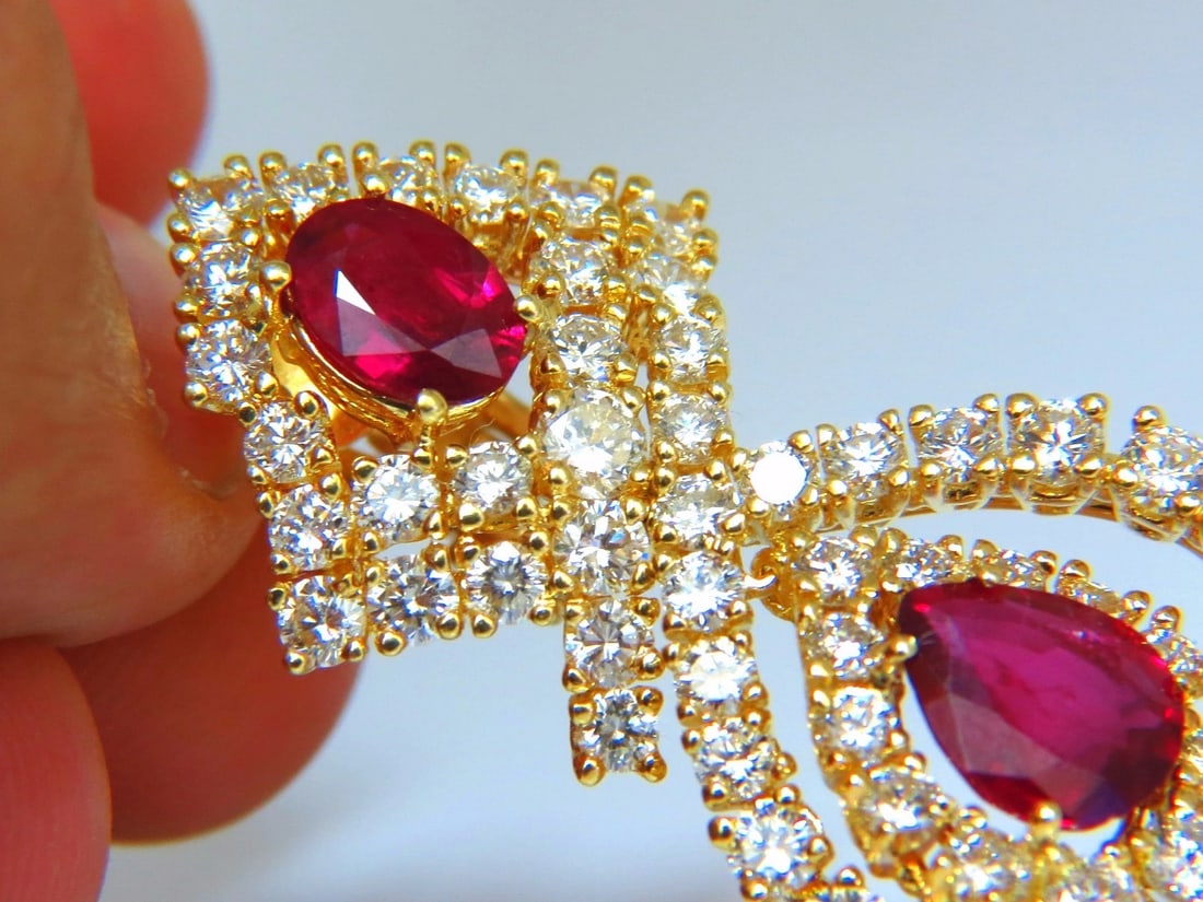 18.96ct GIA Certified natural red ruby diamond dangle earrings 18kt** - 4
