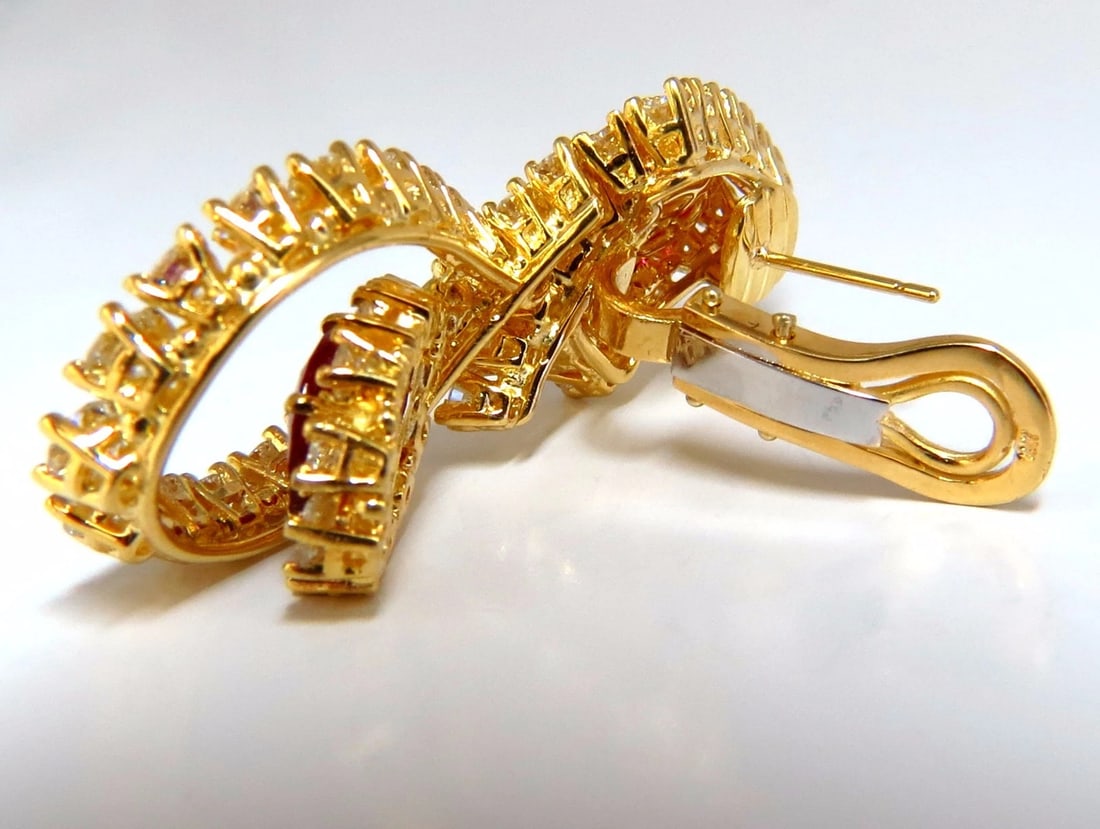 18.96ct GIA Certified natural red ruby diamond dangle earrings 18kt** - 7