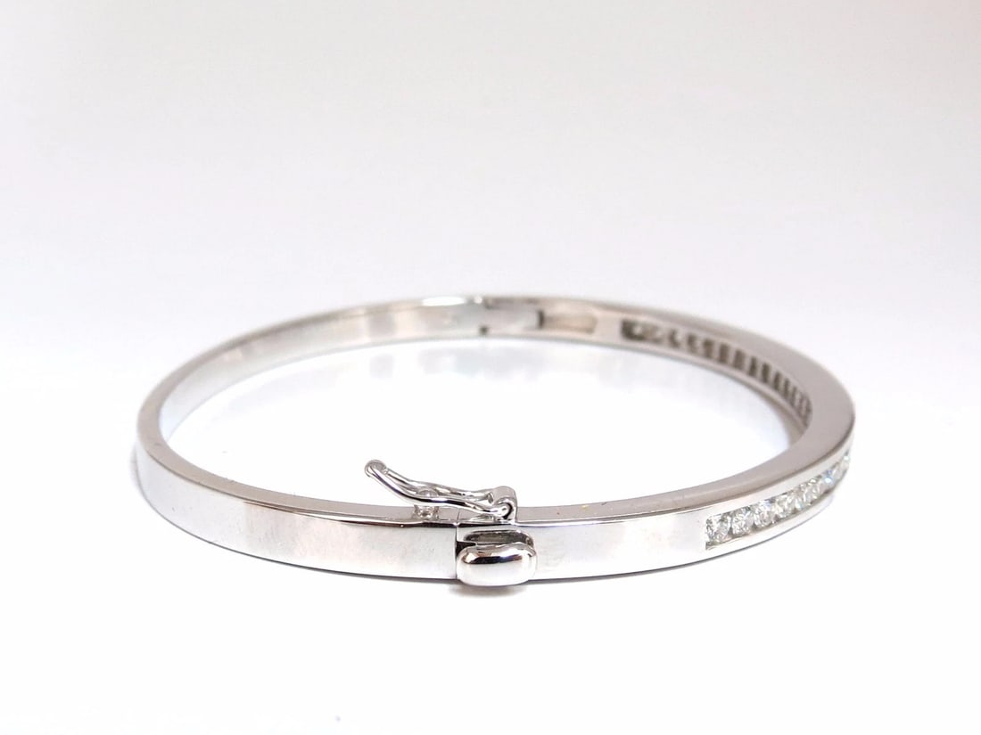 1.30ct natural round diamonds bangle bracelet g/vs channel 14kt** - 3