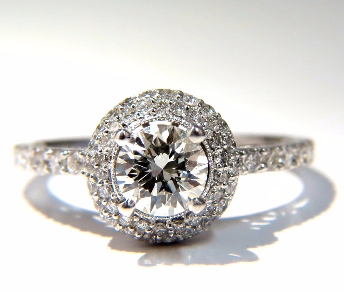 GIA Certified .70ct & 1.00ct round diamond ring & Matching band 18kt+ - 2