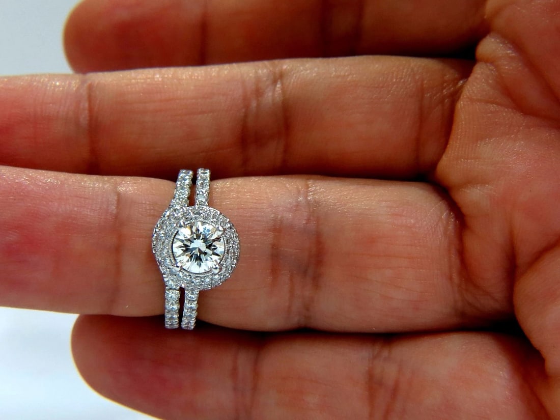 GIA Certified .70ct & 1.00ct round diamond ring & Matching band 18kt+ - 5