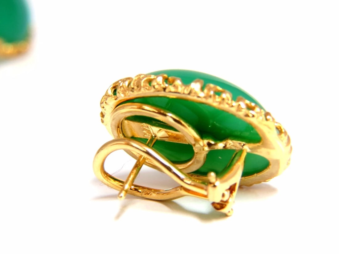 24ct Green Stone Earring Clips 14kt gold** - 3
