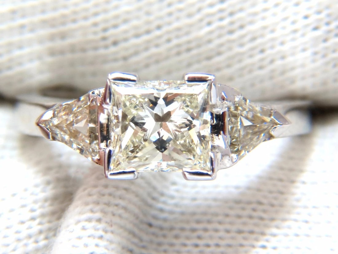 1.63ct Natural Princess cut diamond ring 14kt. Trilliants+ - 5