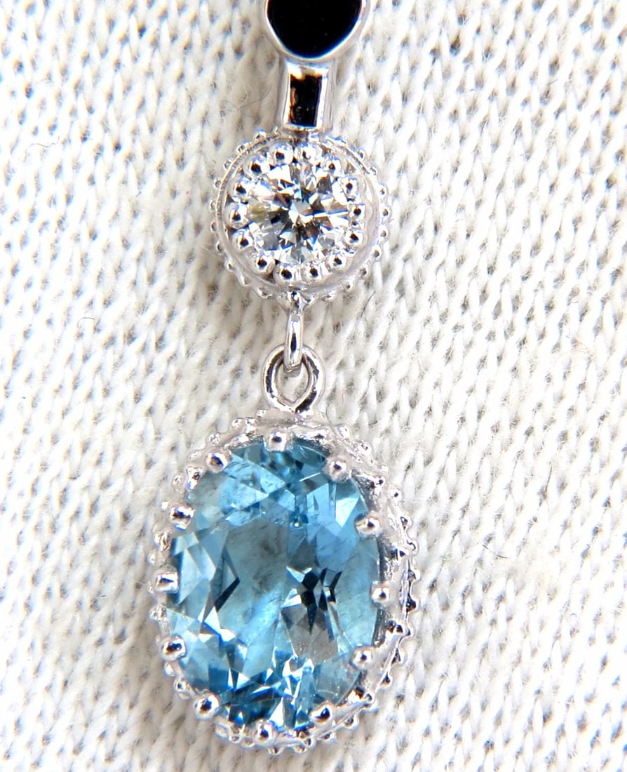 2.60ct natural aquamarines diamonds dangle earrings 14kt** - 2