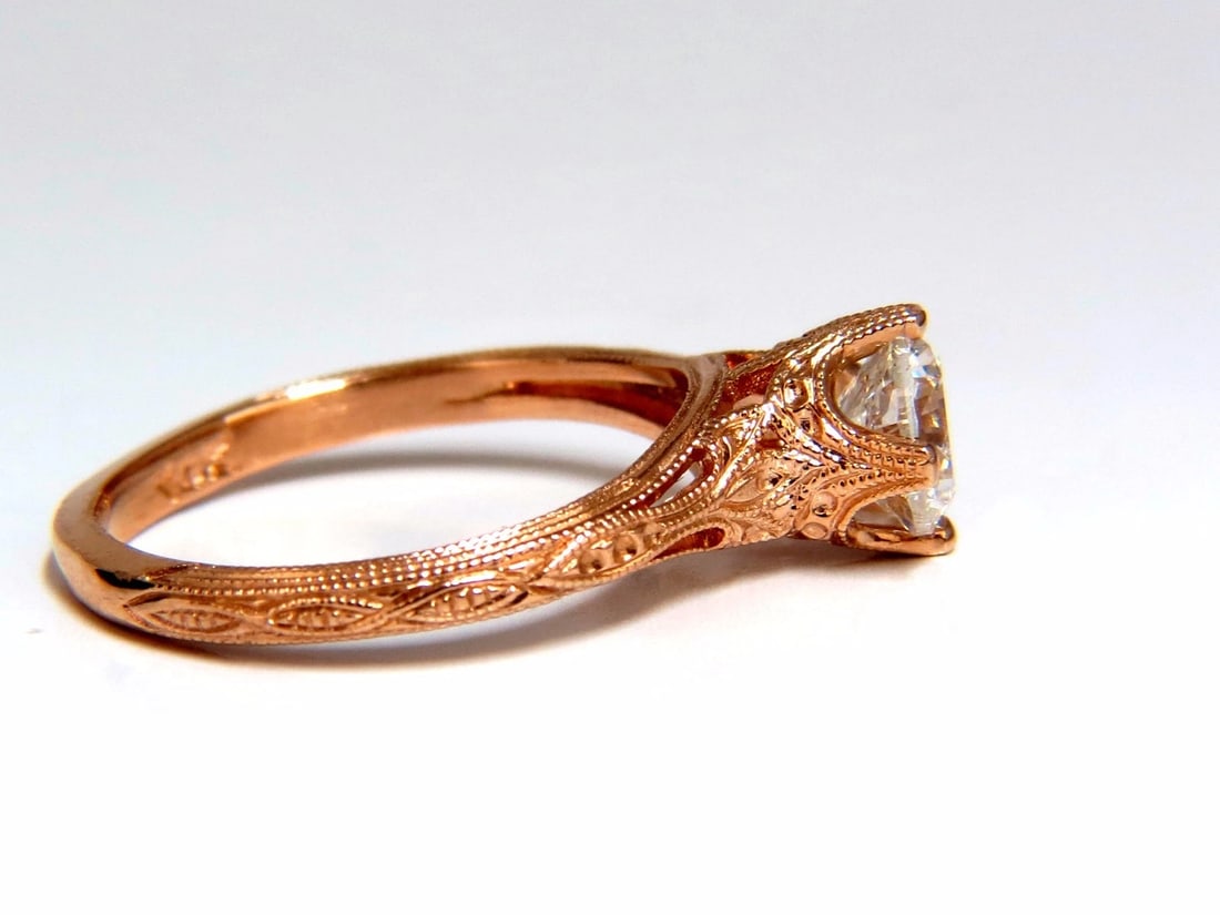 GIA Certified .95ct F.Si1 natural round diamond ring Portuguese Revival 14kt+ - 3