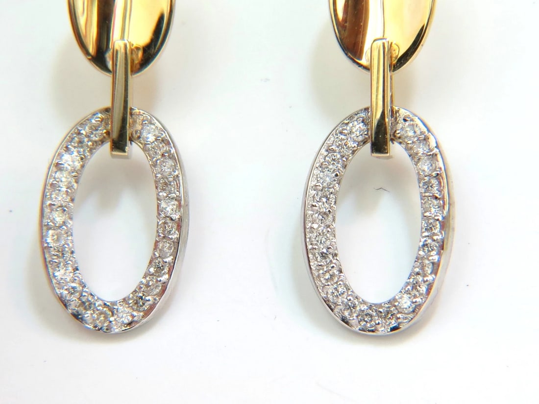 .40CT NATURAL DIAMONDS DANGLE EARRINGS 14KT GOLD MIRROR FINISH** - 3