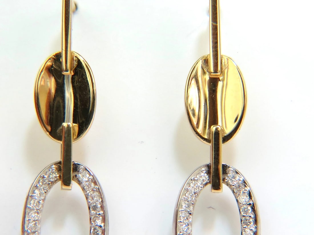 .40CT NATURAL DIAMONDS DANGLE EARRINGS 14KT GOLD MIRROR FINISH** - 4