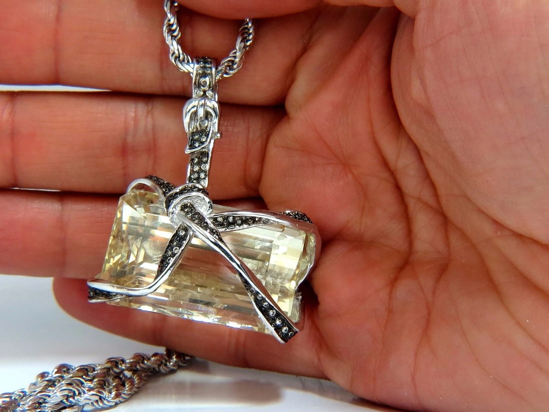 133.18ct GIA CERTIFIED SPODUMENE BELT WRAP PENDANT NECKLACE (Yellow Aqua)** - 7