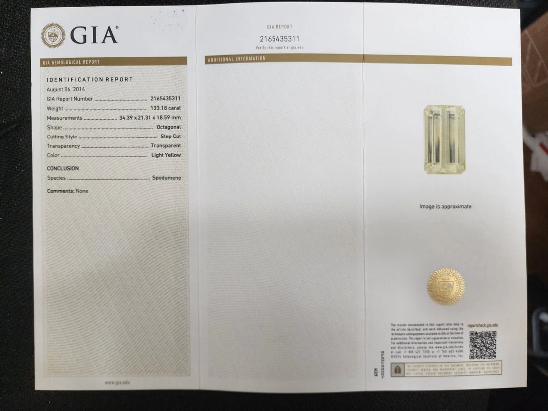 133.18ct GIA CERTIFIED SPODUMENE BELT WRAP PENDANT NECKLACE (Yellow Aqua)** - 9