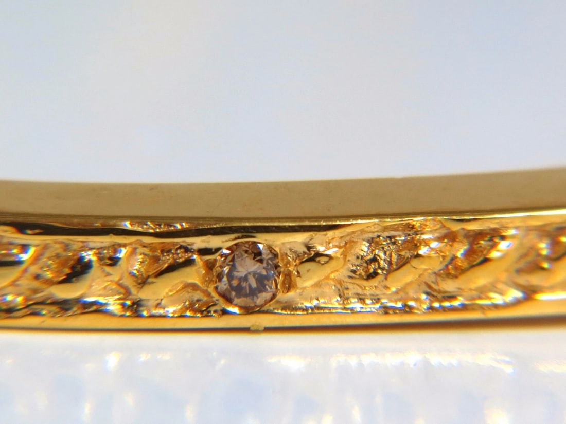 3.26CT NATURAL RUBY FANCY COLOR DIAMONDS BANGLE BRACELET EURO DECO 14kt** - 5