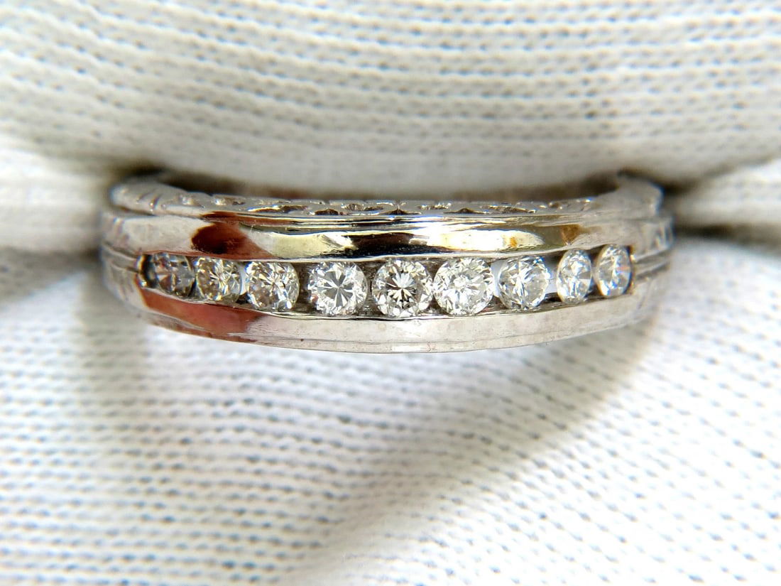 .75ct. DIAMONDS CHANNEL DECO GILT ETCHED SCALING SHANK RING+ - 2