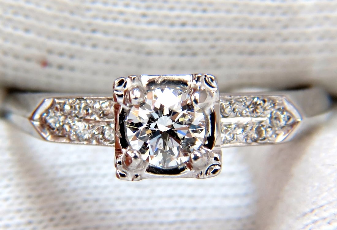 .67ct natural round diamonds vintage raised deck ring 14kt + - 5