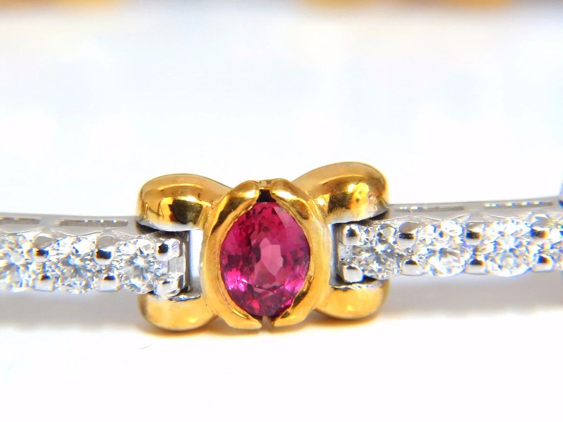 3.76ct natural ruby diamonds tennis bracelet 14kt gold vivid red** - 2