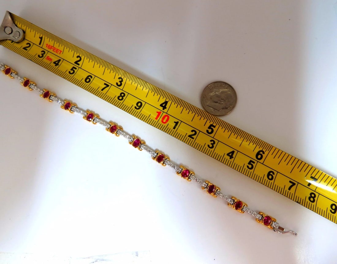 3.76ct natural ruby diamonds tennis bracelet 14kt gold vivid red** - 5