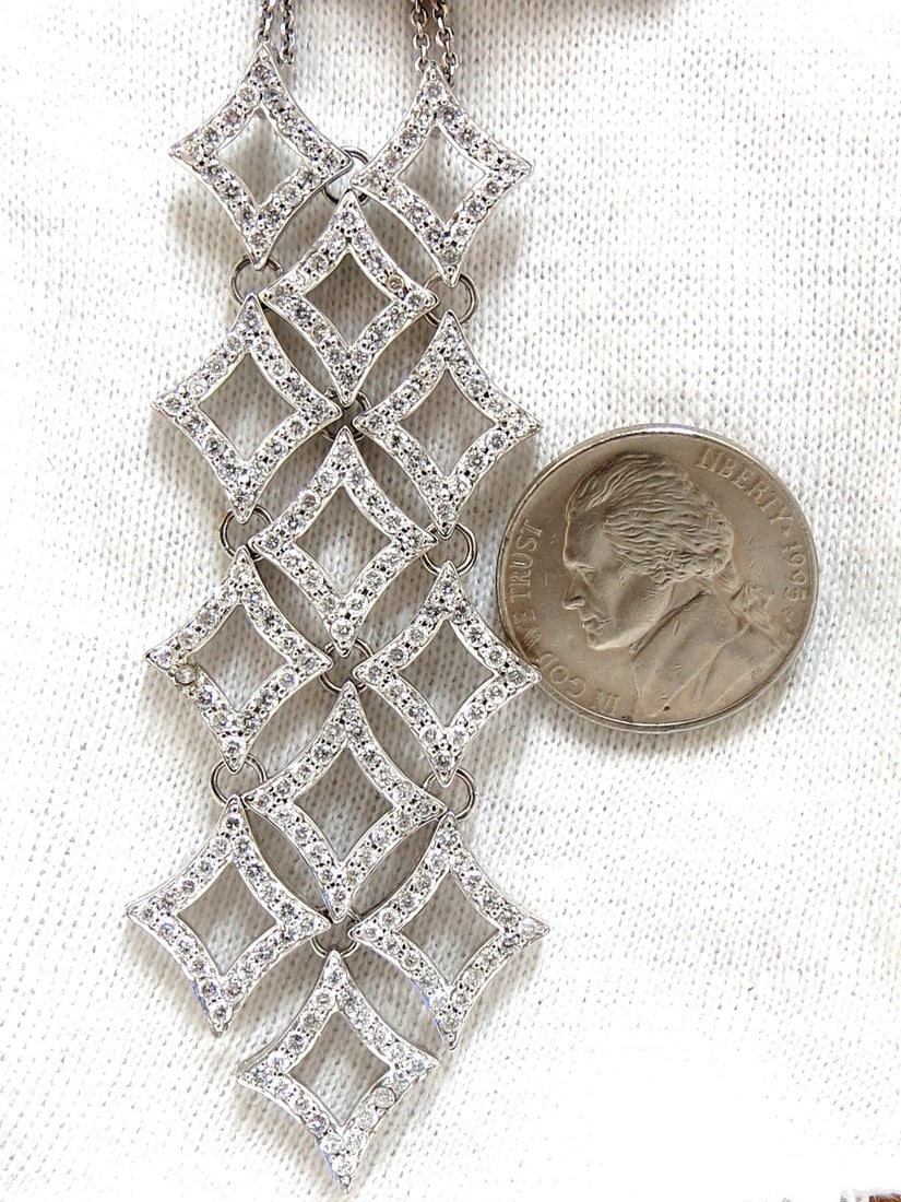 5.00ct diamonds earrings & necklace matching suite 18kt g/vs diamond shaped+** - 3