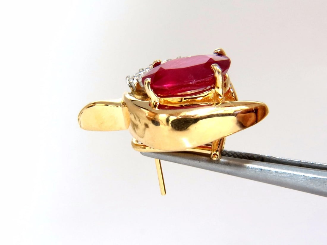 13.00ct Clarity enhanced ruby natural diamond earrings 14kt** - 3