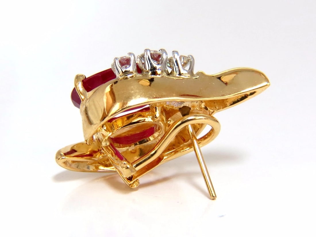 13.00ct Clarity enhanced ruby natural diamond earrings 14kt** - 5