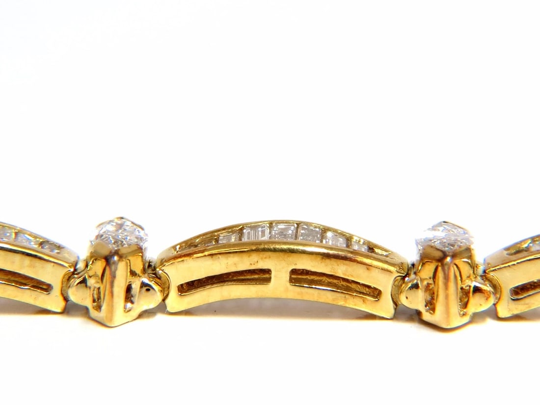 6.00ct baguettes marquise diamond tennis bracelet 18kt g/vs** - 4