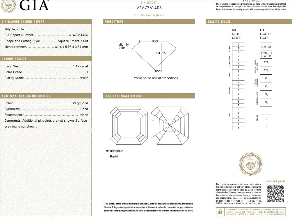 GIA Certified 1.62ct natural asscher diamond ring engagement classic 18kt** - 2