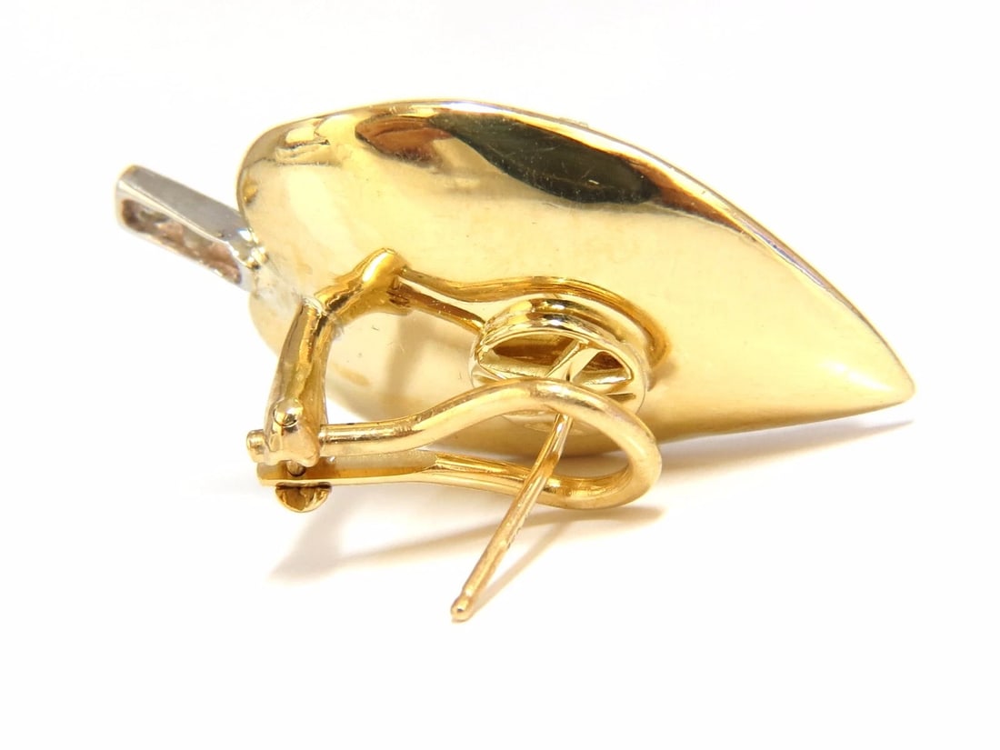 18kt .25ct diamonds matrix quartz rough slice leaf earrings omega 3d** - 3