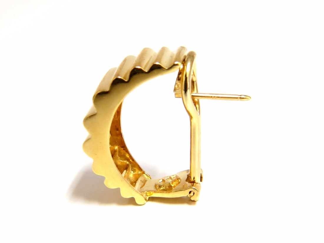 18kt 3D Regency Deco Grill Form Earrings Omega** - 2