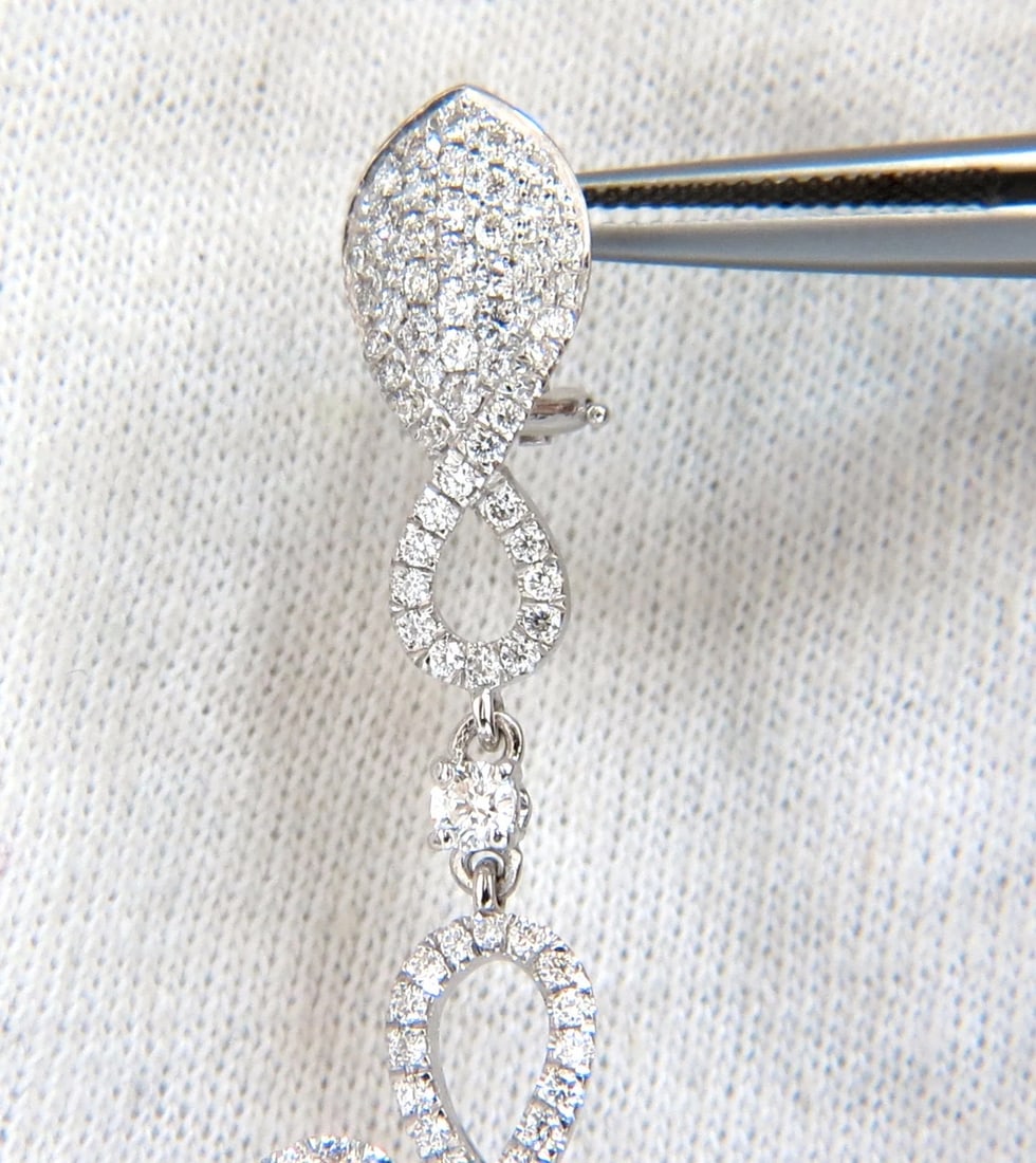 5.50ct NATURAL ROUND DIAMONDS SWIRL CIRCLE DANGLE EARRINGS 18KT** - 4