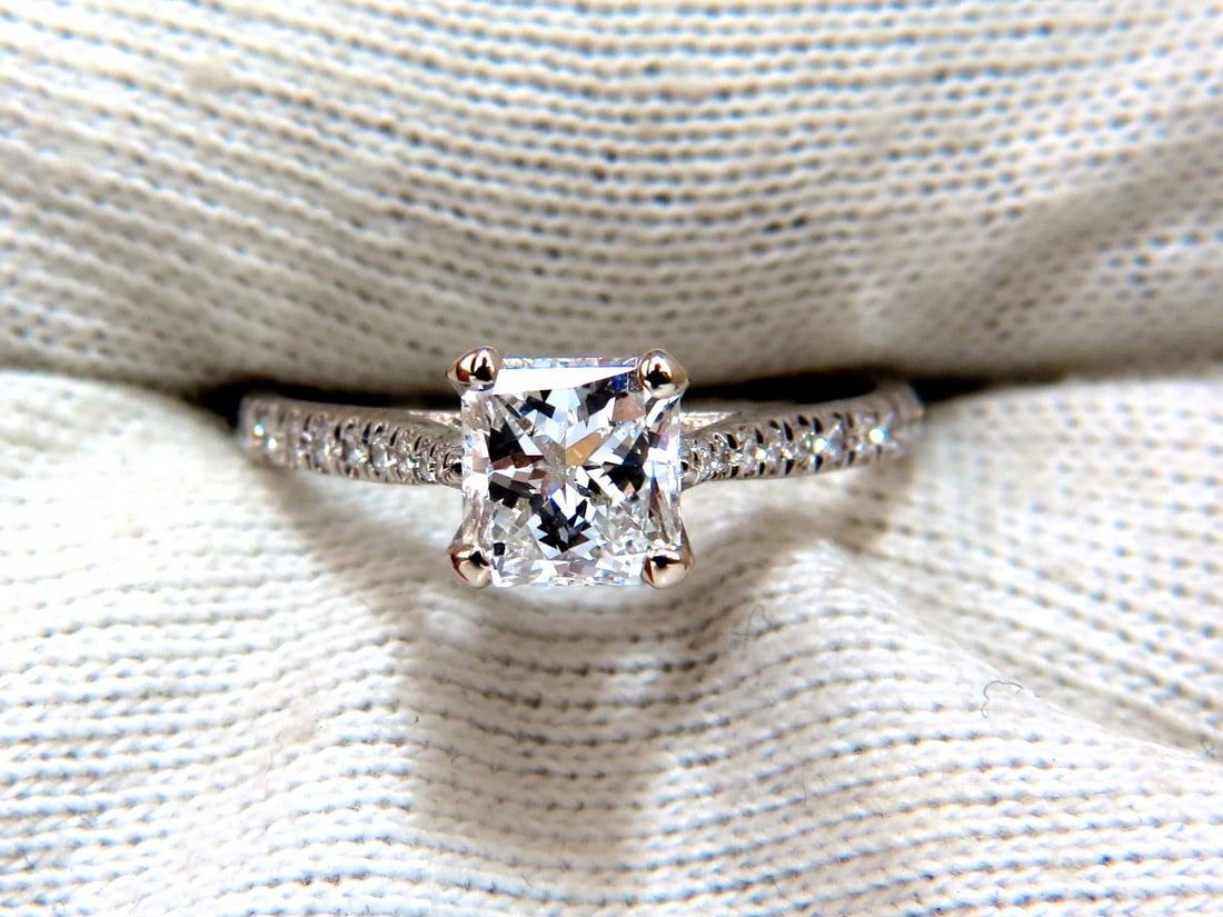 GIA Certified 1.51ct Princess cut diamond ring Cathedral Prime D/VS+ - 4