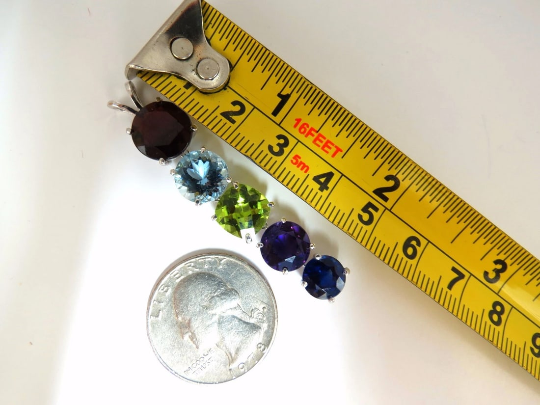 16.00ct natural Garnet Aquamarine Peridot Amethyst Kyanite drop pendant + - 2