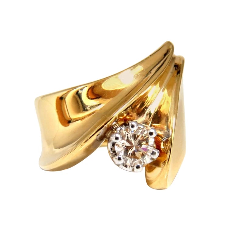 .53ct Natural Fancy Light Brown Diamond ring 14kt Bypass Deco** - 2