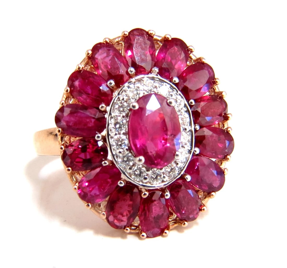 AIGS Certified 4.70ct Natural Ruby Diamonds cluster ring Ballerina No Heat (1 of 7)