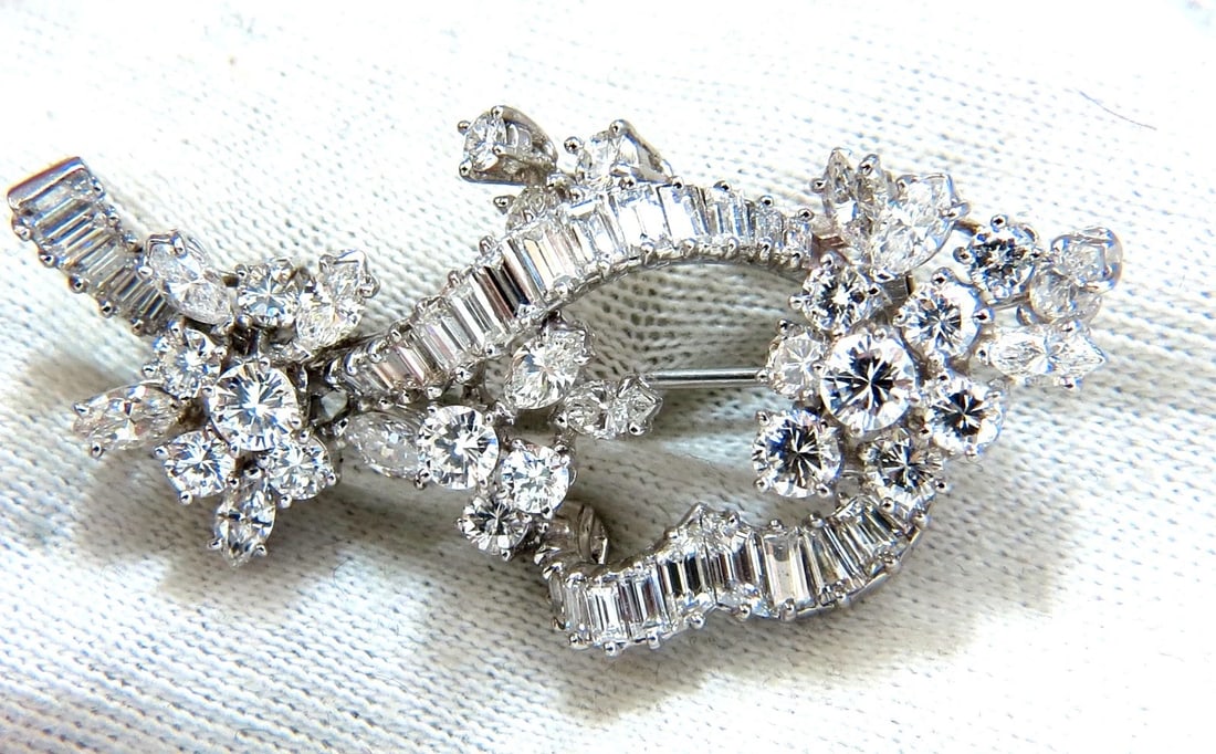 5.00ct Diamonds cluster brooch pendant pin Platinum Estate Cluster Cocktail** - 7