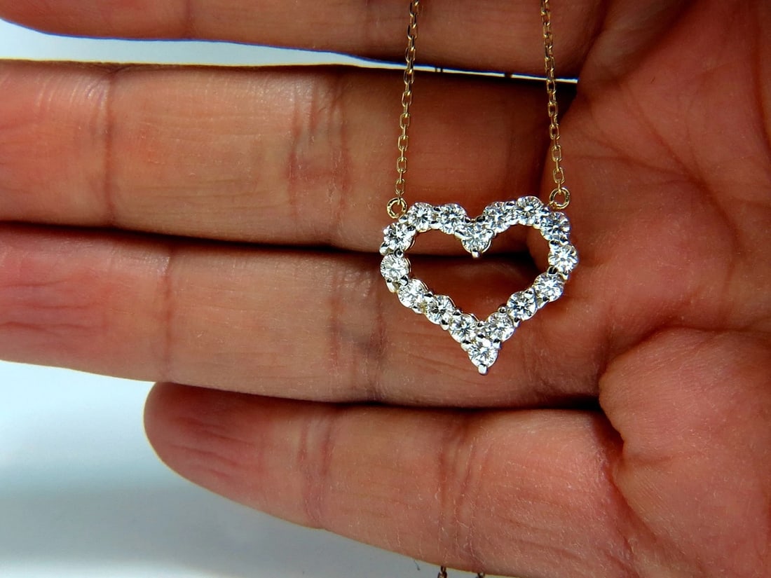 1.64ct diamonds open heart necklace 14kt g/vs** - 4
