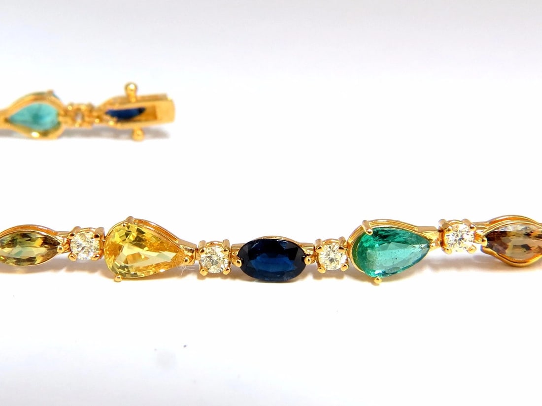 8.38ct tsavorite sapphires emeralds yellow diamond tennis bracelet 18kt** - 2