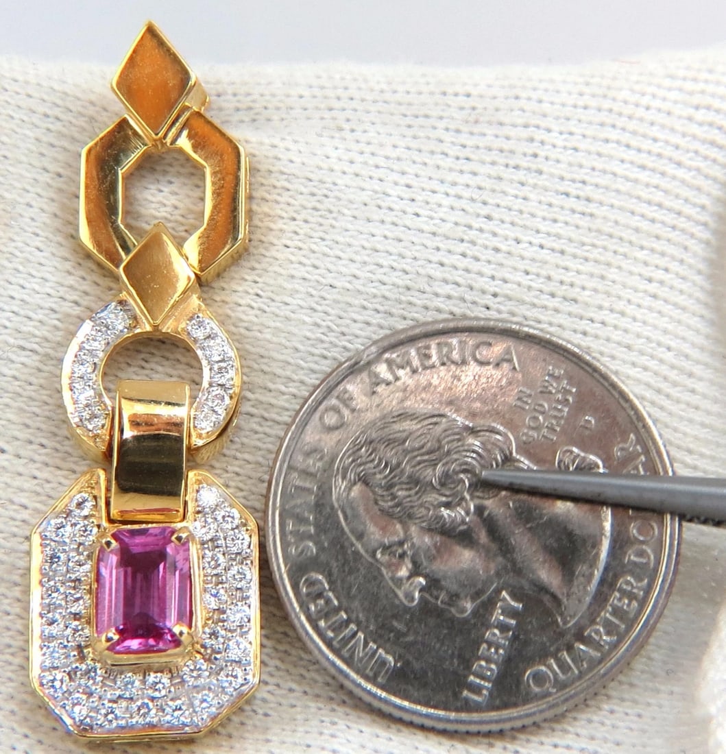 2.94ct Natural Pink Sapphire Diamond Dangle Earrings 14kt. Vivid Prime** - 3
