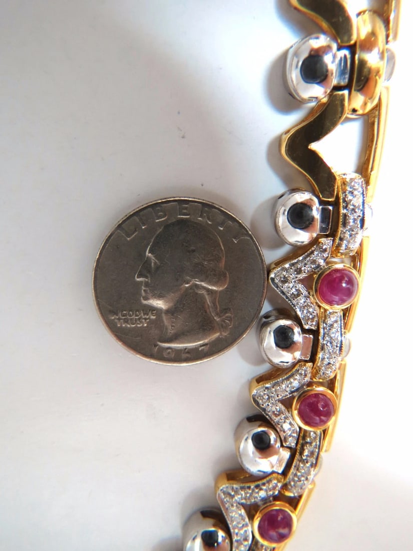 9.50ct Natural Ruby Diamonds Link Necklace 18Kt Crown Deco Prime ** - 3