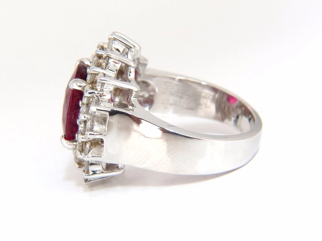 5.80ct natural Pinkish Red Tourmaline Diamond Ring 14kt. Double Halo - 3