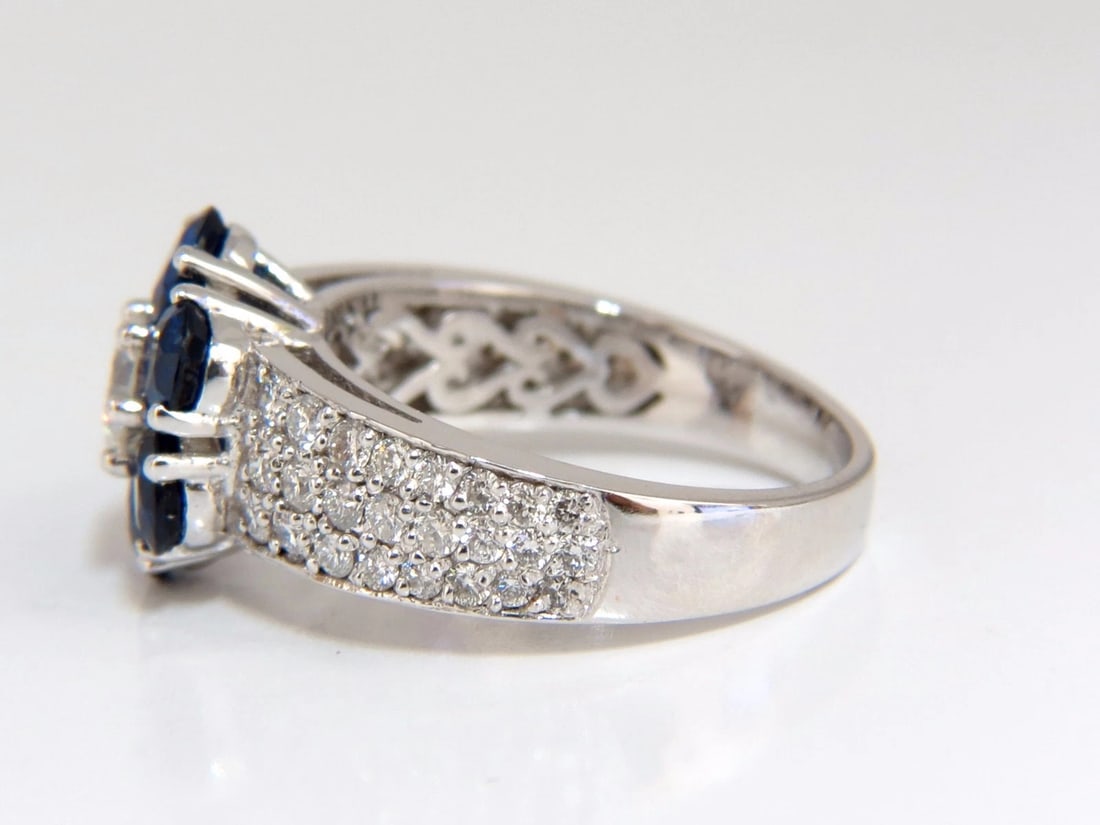 3.66ct natural sapphires diamond cluster ring 14kt royal blue floretta - 2