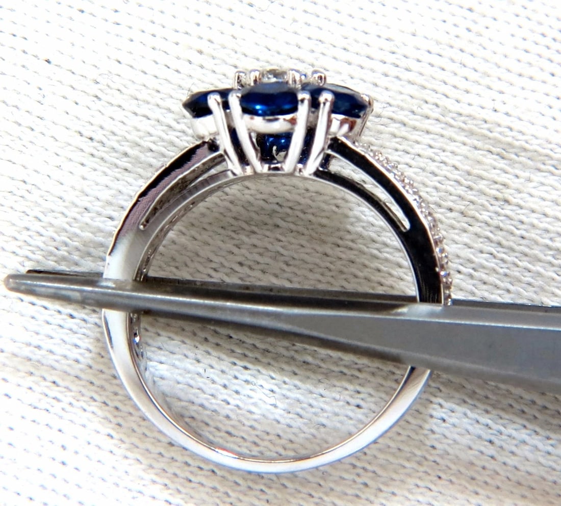 3.66ct natural sapphires diamond cluster ring 14kt royal blue floretta - 4