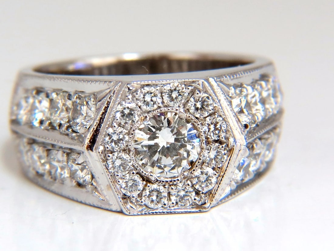 GIA Certified 2.29ct natural diamonds mens ring 18kt Hexagon Deck - 2
