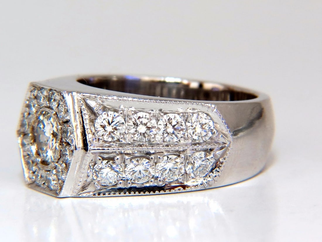 GIA Certified 2.29ct natural diamonds mens ring 18kt Hexagon Deck - 3