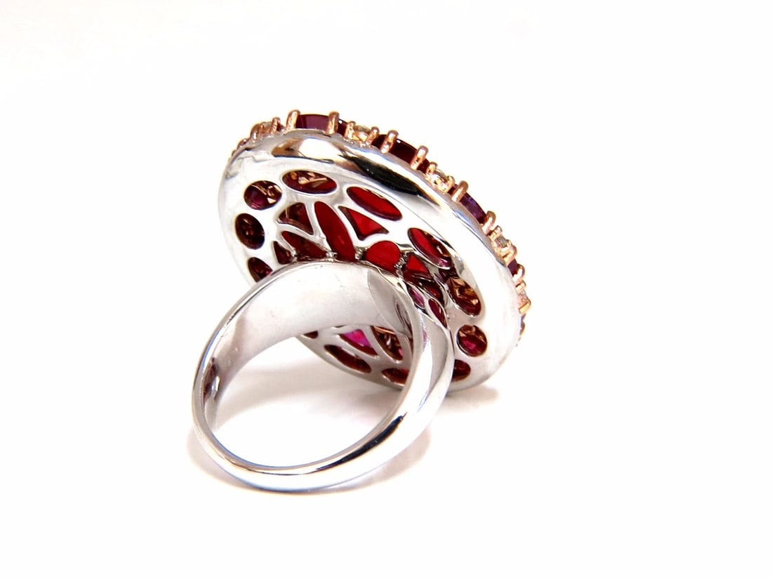 GIA Certified 20.30ct Natural Rhodonite Ruby Diamonds Cocktail cluster ring 18kt - 4