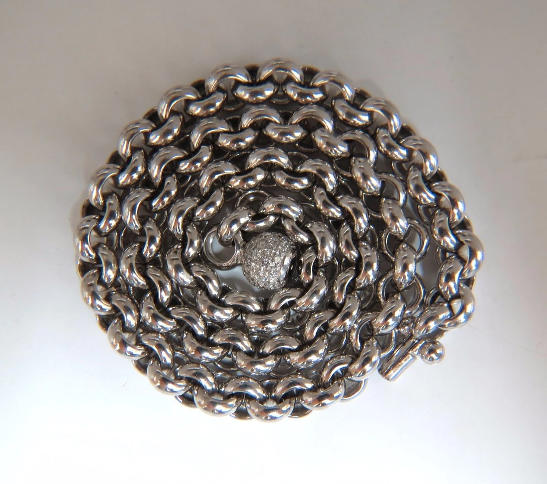 88 Gram 18kt 1.00ct diamonds Venetian Link Circles necklace** - 5