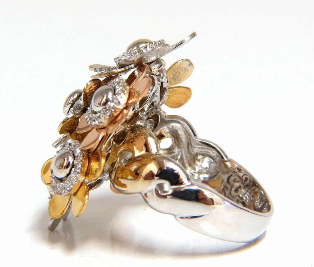 .86ct Natural Diamonds Floating Flower Petals Ring 18kt Cocktail Bundle 11186** - 3
