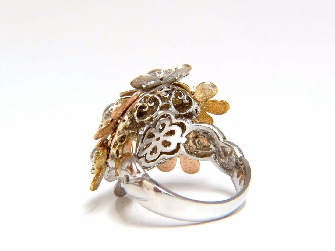 .86ct Natural Diamonds Floating Flower Petals Ring 18kt Cocktail Bundle 11186** - 4