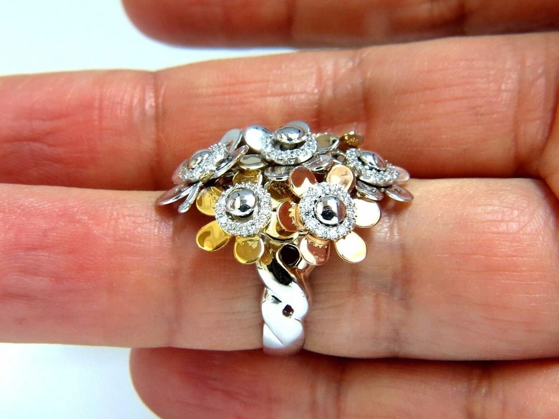 .86ct Natural Diamonds Floating Flower Petals Ring 18kt Cocktail Bundle 11186** - 7