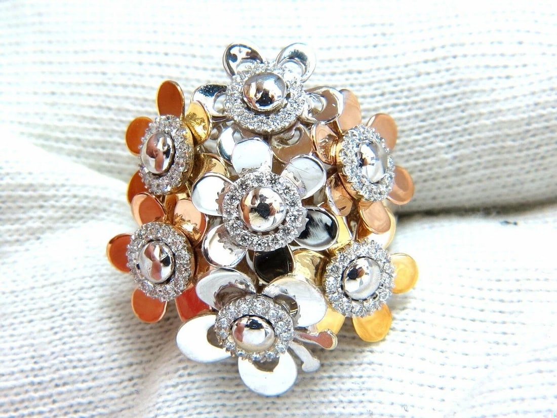 .86ct Natural Diamonds Floating Flower Petals Ring 18kt Cocktail Bundle 11186** - 8
