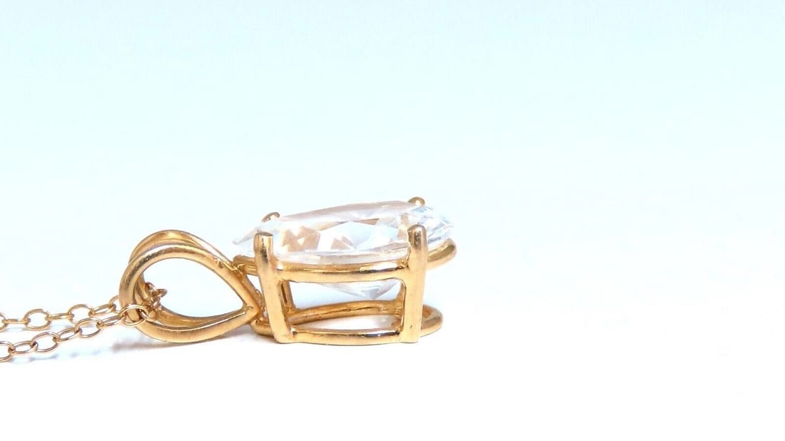 3ct pear cz solitaire necklace 14kt 11877** - 3