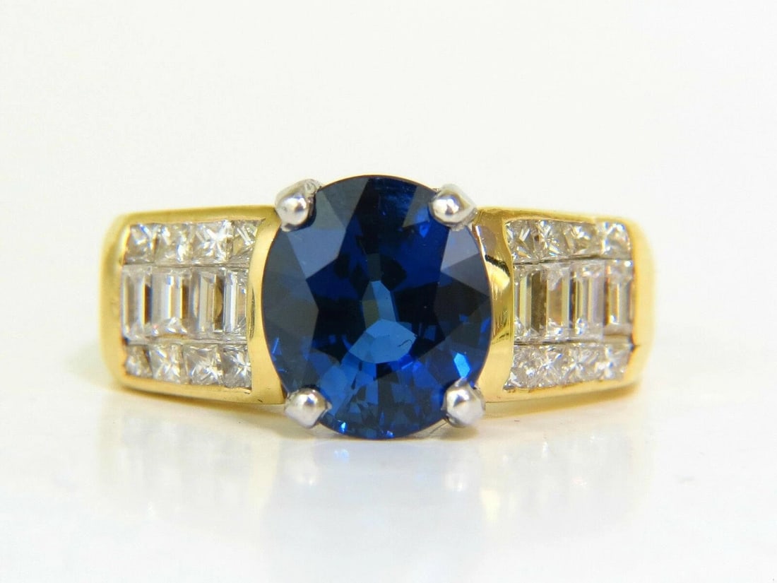 GIA Certified 4.93CT Natural Top Gem Sapphire Diamond Ring Classic Set 11094** - 6