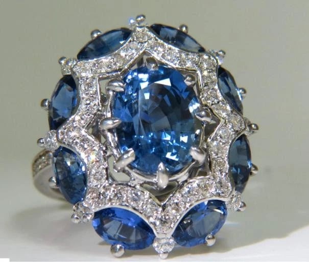 4.32ct Burma Natural No Heat Sapphire Diamond Ring Cocktail Unheated 41214 GIA** - 2